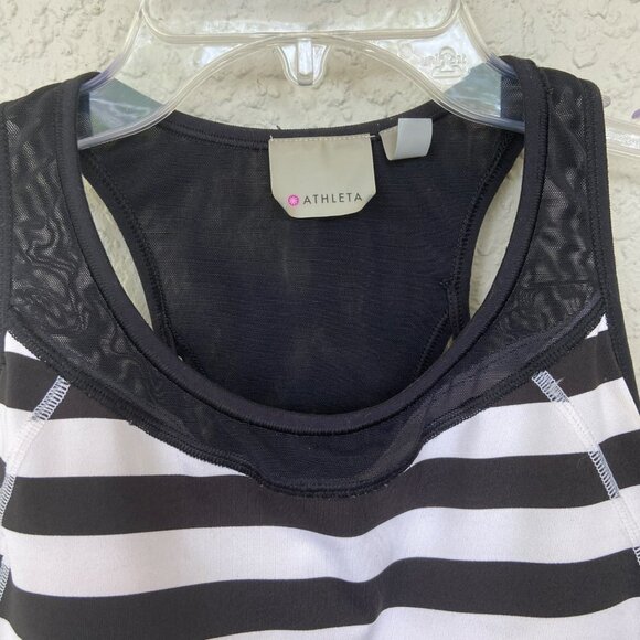 Athleta Workout Black and White Tank Built-in Bra Racerback Running Tank Top Siz - Picture 5 of 14